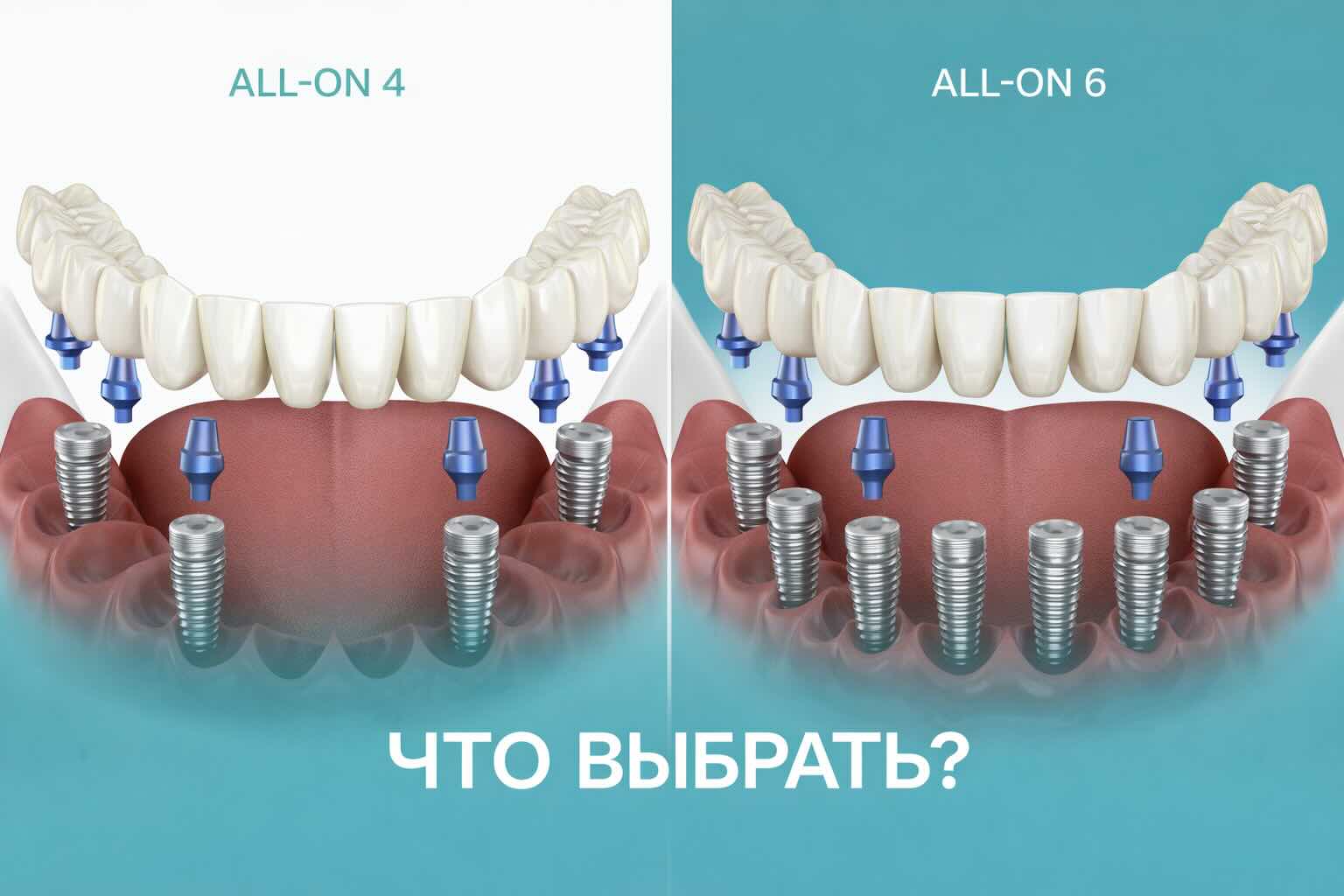 Имплантация All-on-4 и All-on-6: в чем разница и что выбрать?